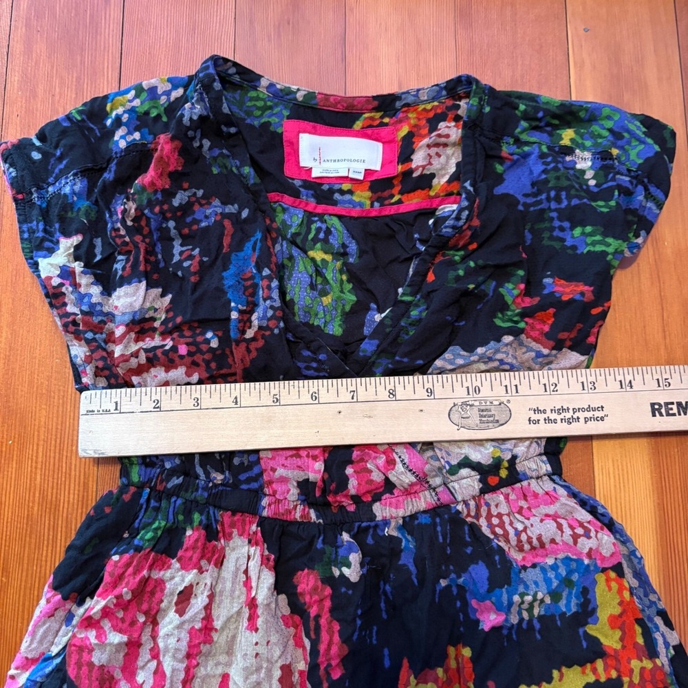 Anthropologie Astrid Needlepoint Floral Print V-Neck Mini Dress Petite‎ XXSP - Picture 5 of 8